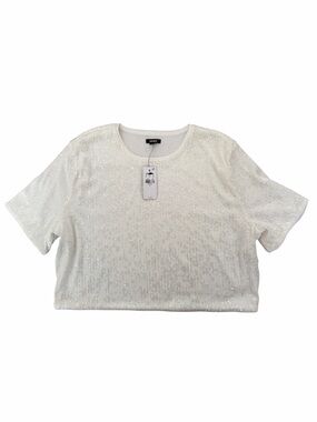 Express White Sequin Short Sleeve Boxy Top